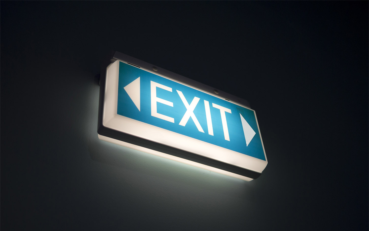An image of a glowing exit sign